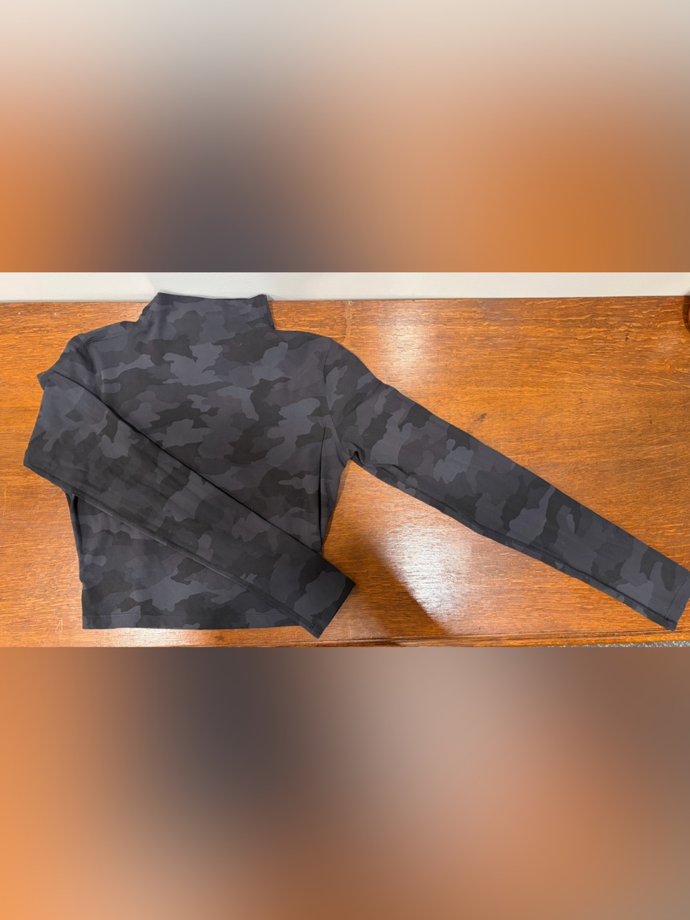 lululemon athletica Black Camo Cropped Long-Sleeve Top